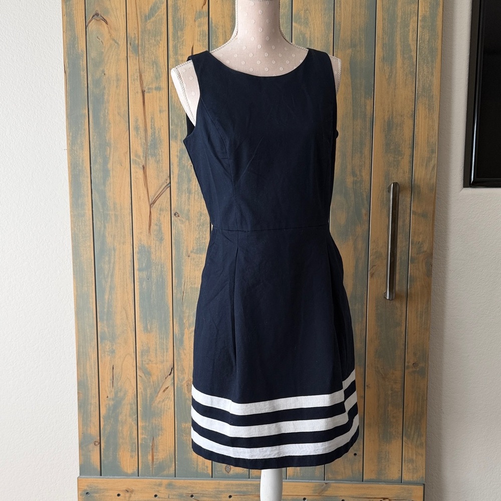 Tommy Hilfiger Navy Dress with White Hem Stripes